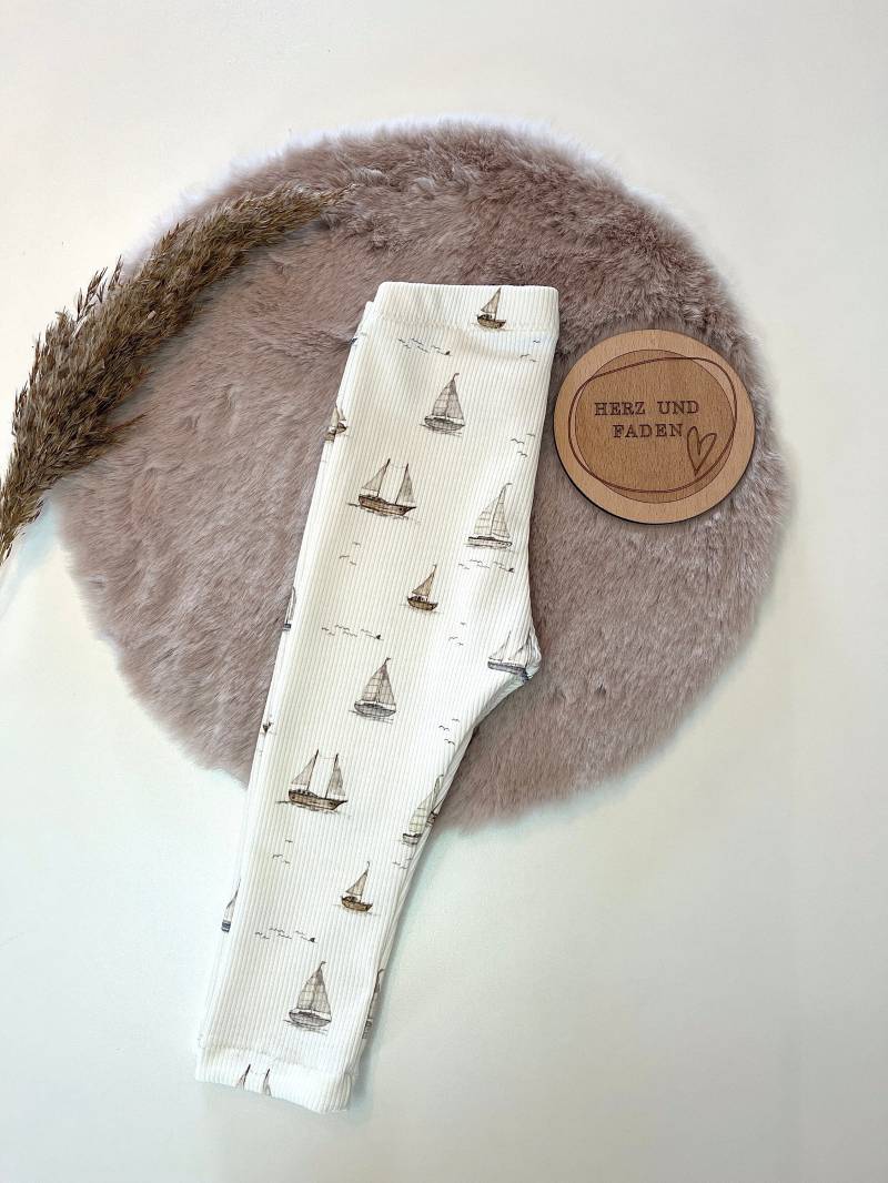 Baby-/ Kinder-Leggings Segelboot Ribjersey/Leggings von HerzundFadenhandmade