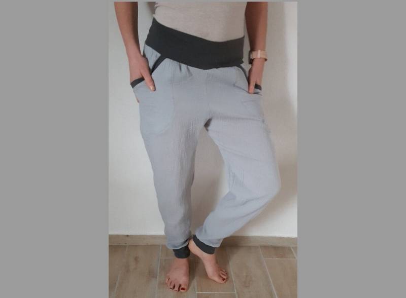 Graue Pumphose Haremshose Chillige Sommerhose Musselinhose Muselin Muselinpumphose Für Damen 36 - 46 Urlaubshose Kinder von HerzundKaro