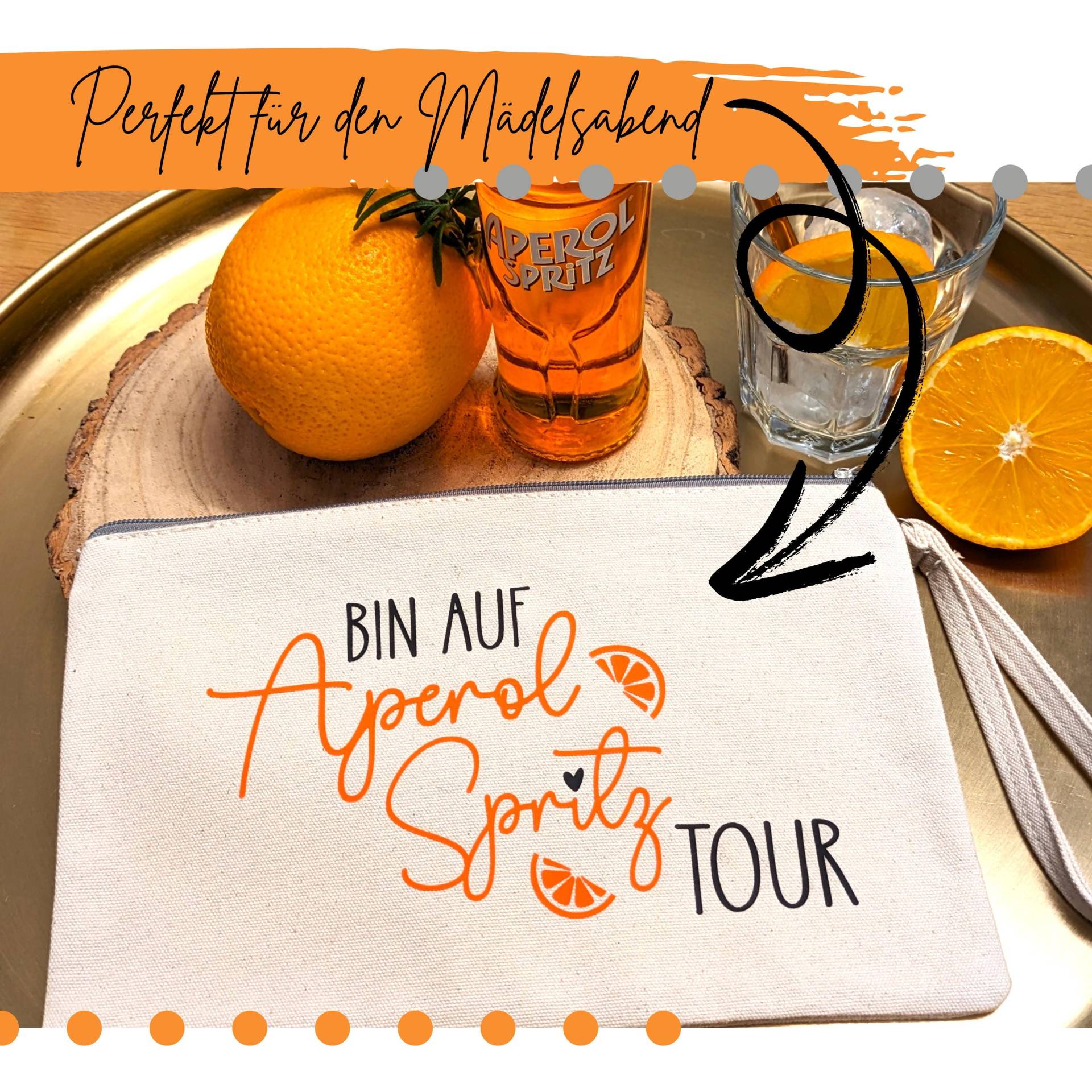 Aperol | Spritz Tour Clutch Tasche Mit Handschlaufe Pouch Reißverschluss Holy Aperoly Mädelsabend Aperol | Spritz Tour Clutch Tasche Mit Handschlaufe Pouch Reißverschluss Holy Aperoly Mädelsabend von HerzwerkbySandra