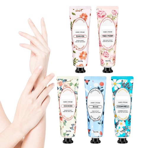 Reise-Handcreme - 5 Stück natürliche feuchtigkeitsspendende Handlotion mit Blumenduft - Schönheitsprodukte für Zuhause, Geschäftsreisen, Schulen, Arbeit, Reisen Heshi von Heshi