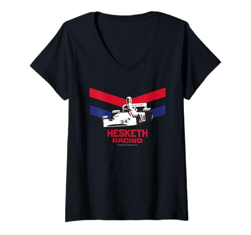 Damen Hesketh Racing UK World Champion Team Sportwagen 70er Jahre Classic T-Shirt mit V-Ausschnitt von Hesketh Racing