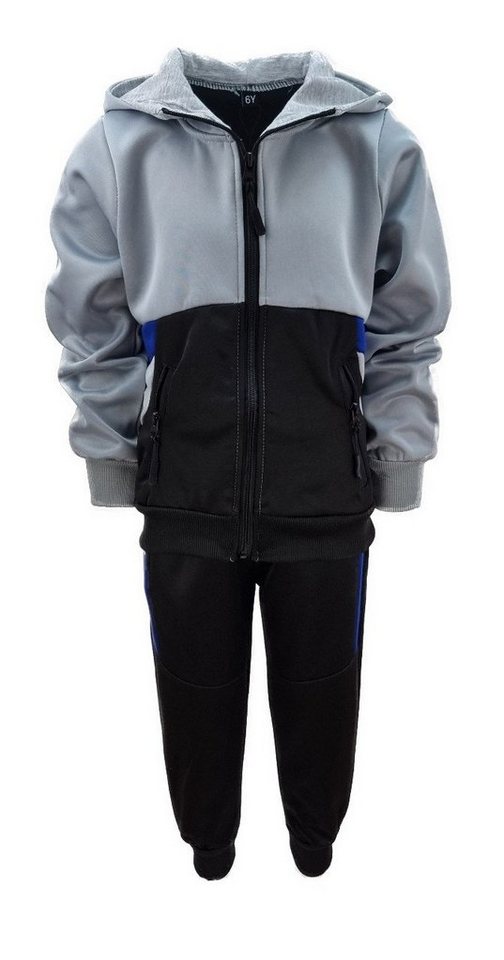 Hessis Jogginganzug Gefütterter Jungen Freizeitanzug mit sportlichem Design JF504 (Set, Jacke mit Jogginghose), gefütterte Jacke und Jogginghose mit Reißverschlusstaschen von Hessis