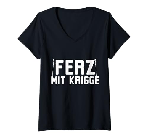 Damen Ferz mit Krigge Lustiges Hessen Spruch Mundart Hessisch T-Shirt mit V-Ausschnitt Damen Ferz mit Krigge Lustiges Hessen Spruch Mundart Hessisch T-Shirt mit V-Ausschnitt von Hessische Mundart Hessen Spruch Designs