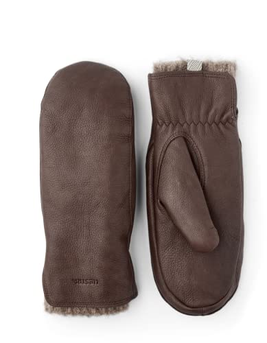 Hestra Damen Tiril Fäustlinge Hirschleder Fäustlinge mit Wollfutter für kaltes Wetter & Alltagskleidung im Winter, Schokolade, 8 von Hestra