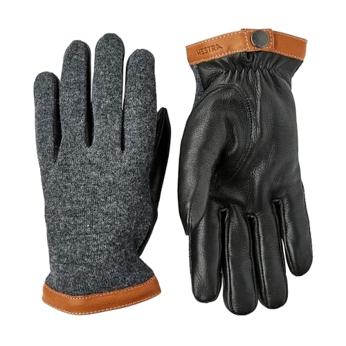 Hestra Deerskin Wool Tricot Handschuhe Fingerhandschuhe Lederhandschuhe Herrenhandschuhe Herren - mit Futter Winter Herbst-Winter - 9 HS schwarz von Hestra