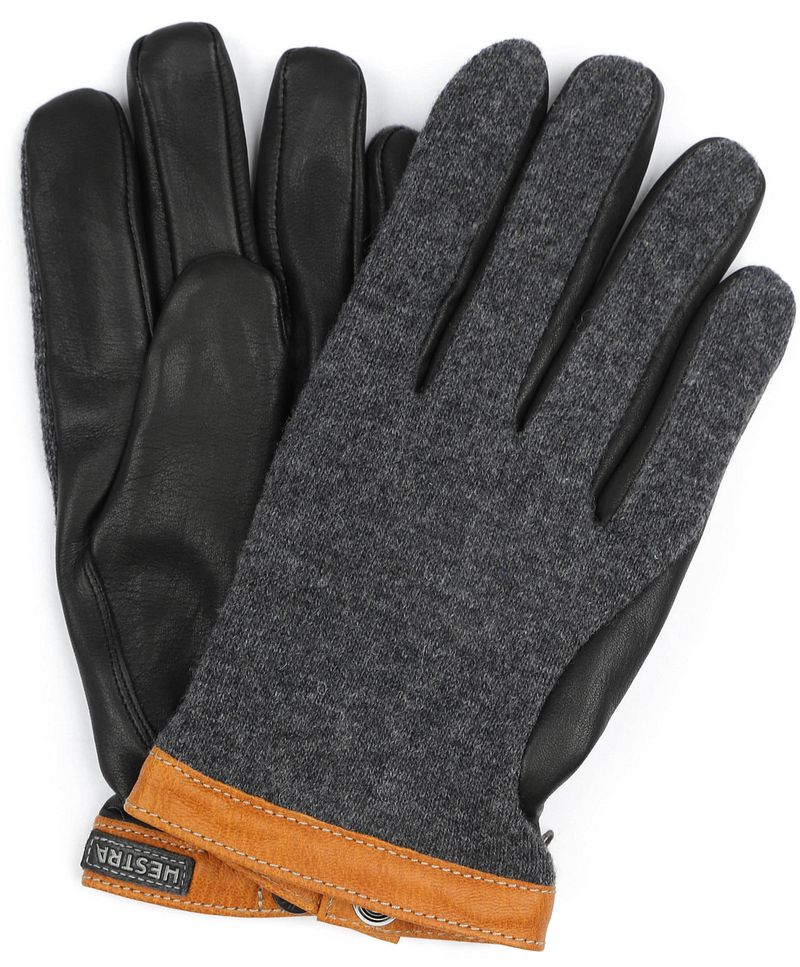 Hestra Handschuh Wool Tricot Leder Anthrazit Schwarz - Größe 9 von Hestra