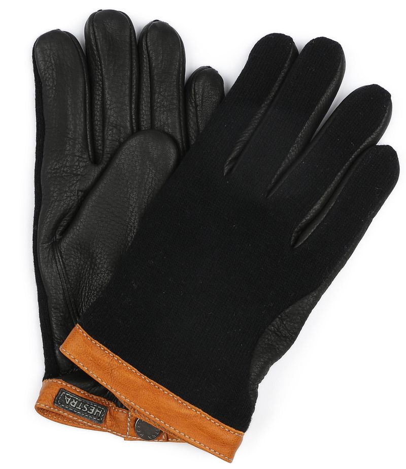Hestra Handschuh Wool Tricot Leder Schwarz - Größe 10 von Hestra