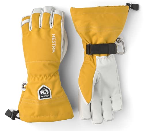 Hestra Heli Ski 5-Finger Handschuhe Skihandschuhe Fingerhandschuhe Damen/Herren - mit Futter, Klettverschluss, Klettverschluss Winter Herbst-Winter - 10 HS gelb von Hestra