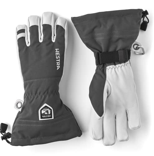 Hestra Heli Ski 5-Finger Handschuhe Skihandschuhe Fingerhandschuhe Damen/Herren - mit Futter, Klettverschluss, Klettverschluss Winter Herbst-Winter - 11 HS grau von Hestra