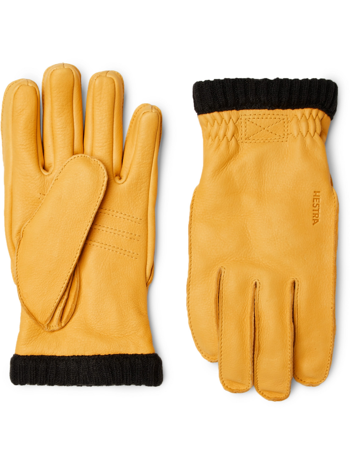 Hestra - Primaloft Fleece-Lined Full-Grain Leather Gloves - Men - Yellow - 8 von Hestra