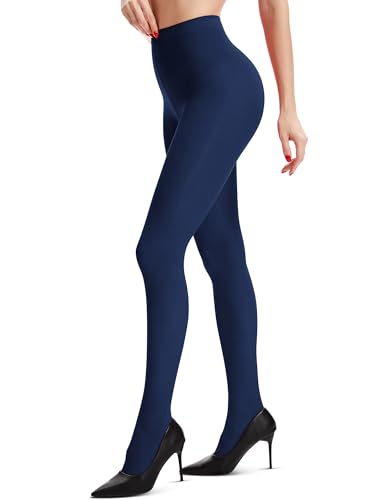 Hestya 80 Den Strumpfhose Damen Mikrofaser Weiche Blickdichte Strumpfhose mit Hoher Taille Bunte Leggins Halloween(Marineblau) von Hestya