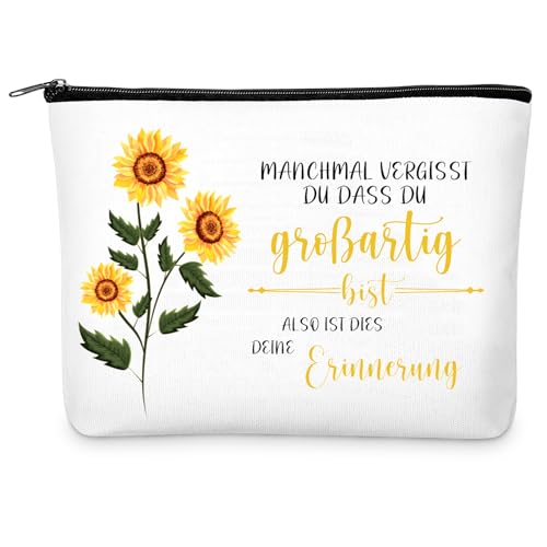 Hestya Damen Sonnenblume Kosmetiktasche Geschenk für Beste Freundin Kollegin Make up Tasche mit Reißverschluss Kleine Reise Kulturtasche Inspirierend Schminktasche Geschenk für Geburtstag Weihnachten von Hestya