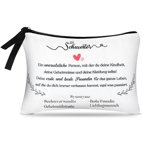 Hestya Geschenk für Frauen Kleine Kosmetiktasche Tragbarer Kulturbeutel Make up Tasche mit Reißverschluss Kleine Schminktasche für Schwester Beste Freundin Mädchen Geburtstag (Schwester) von Hestya