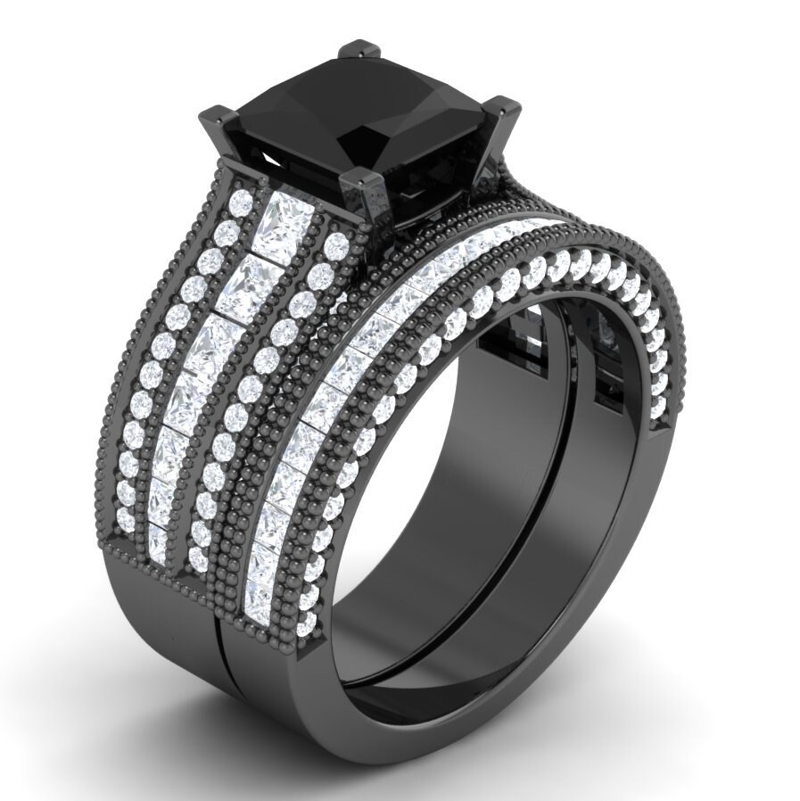 Damen Schmuck Schwarz Rhodiniert Handgemachte 3.10Ct Schwarze Prinzessin 925 Sterling Silber Verlobung Ehering Damen Schmuck Schwarz Rhodiniert Handgemachte 3.10Ct Schwarze Prinzessin 925 Sterling Silber Verlobung Ehering von HettyJewel