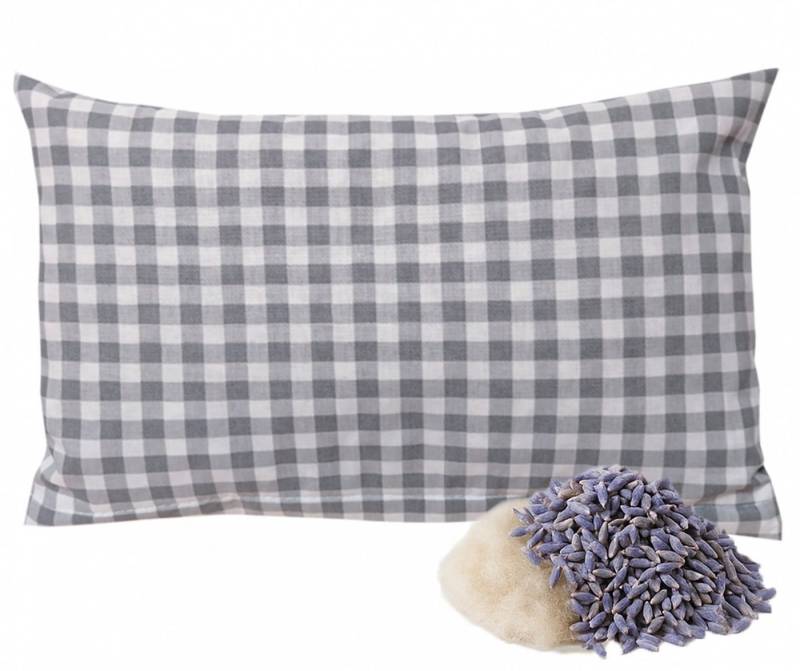 Heubergshop Lavendelkissen, 1-tlg., 30x20cm Lavendelblüten Schafschurwolle Kariert (Lavendel-Karo-Grau) von Heubergshop