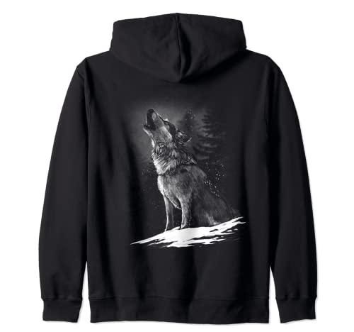 Heulender Wolf Motiv Damen Herren Kinder Mädchen Jungen Kapuzenjacke von Heulender Wolf heult heulen cooles Tier