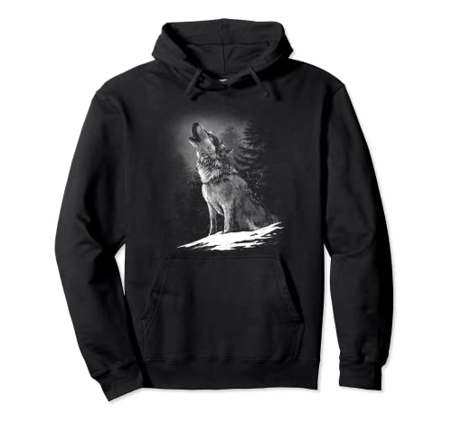 Heulender Wolf Motiv Damen Herren Kinder Mädchen Jungen Pullover Hoodie von Heulender Wolf heult heulen cooles Tier