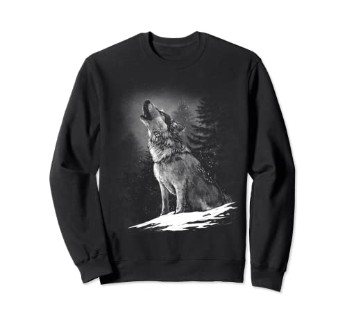 Heulender Wolf Motiv Damen Herren Kinder Mädchen Jungen Sweatshirt von Heulender Wolf heult heulen cooles Tier