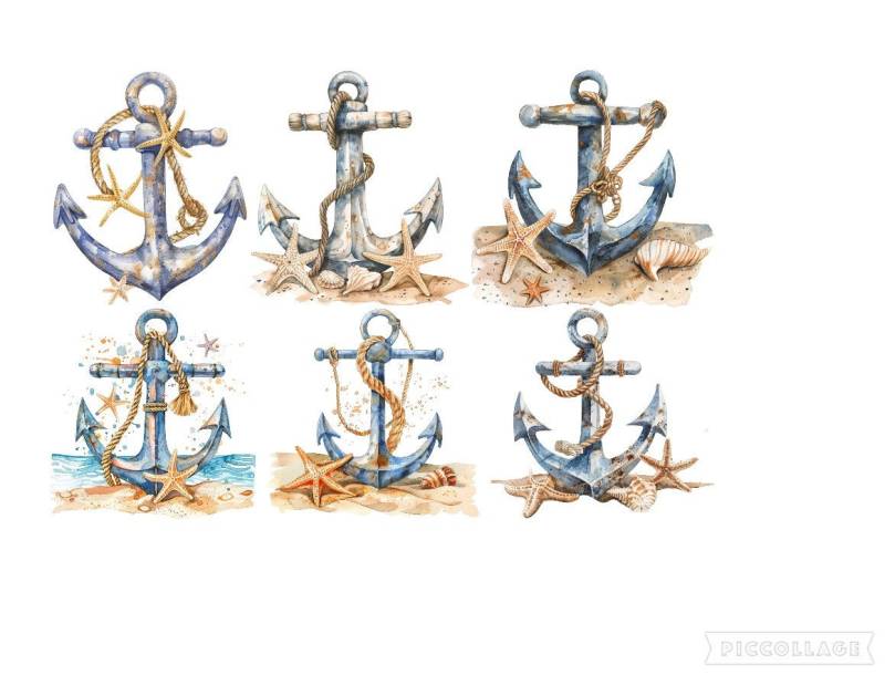 Bügelbild Bügelmotiv Anker Meer Ozean Seestern Maritim Junge Mädchen Verschiedene Größen von HeupelStore