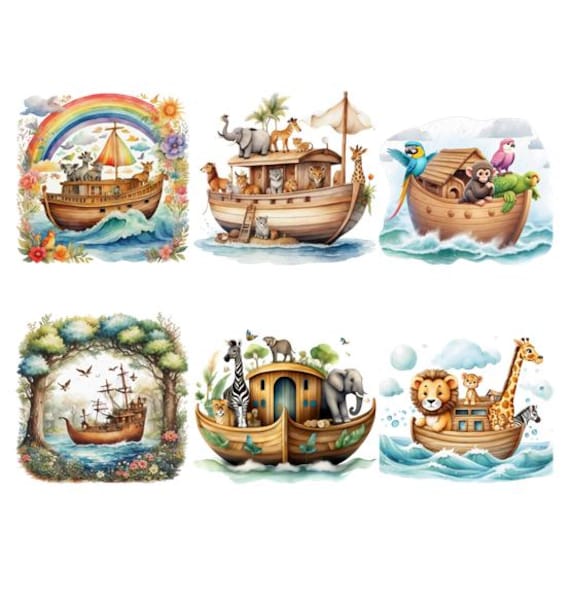 Bügelbild Bügelmotiv Arche Noah Schiff Boot Tiere Junge Mädchen Verschiedene Größen Bügelbild Bügelmotiv Arche Noah Schiff Boot Tiere Junge Mädchen Verschiedene Größen von HeupelStore