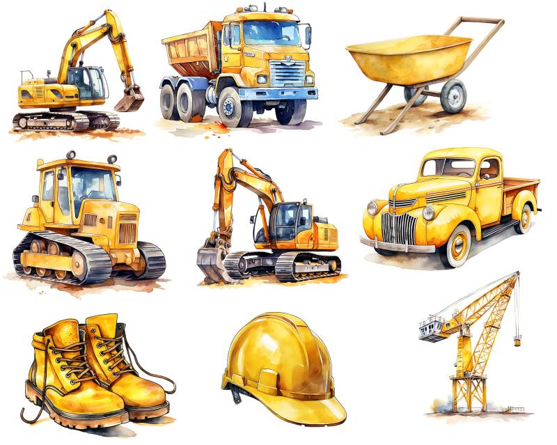 Bügelbild Bügelmotiv Baustelle Bagger Laster Kran Junge Mädchen Verschiedene Größen von HeupelStore