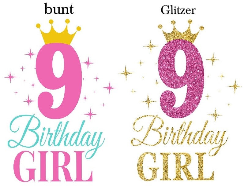 Bügelbild Bügelmotiv Birthday Girl Geburtstag Mädchen 9 Glitzer Verschiedene Größen Auch Andere Zahlen Möglich Bügelbild Bügelmotiv Birthday Girl Geburtstag Mädchen 9 Glitzer Verschiedene Größen Auch Andere Zahlen Möglich von HeupelStore