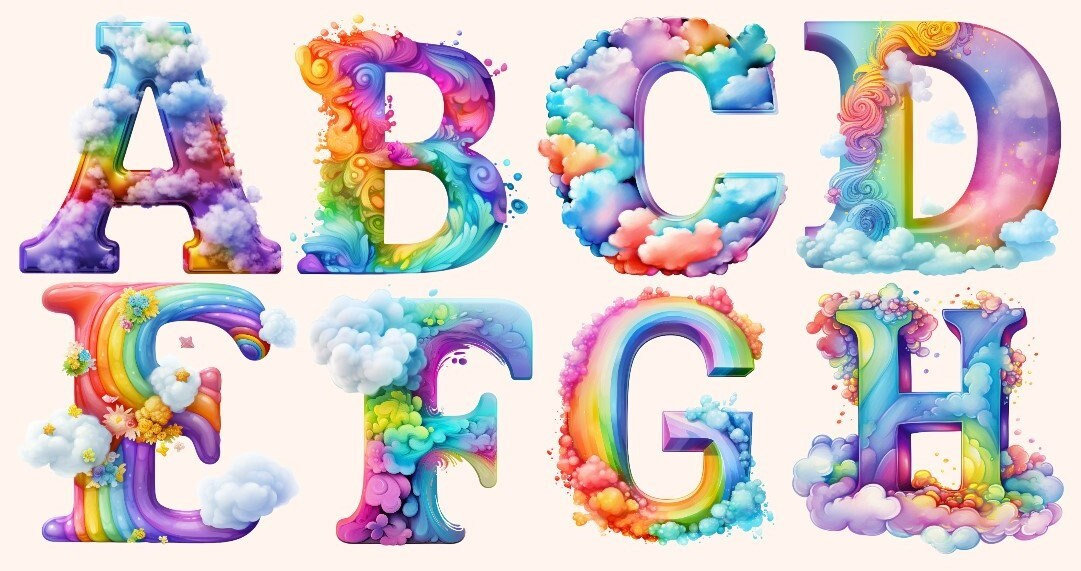 Bügelbild Bügelmotiv Buchstabe Name Regenbogen Bunt Junge Mädchen Verschiedene Größen von HeupelStore
