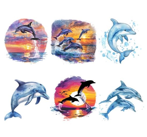 Bügelbild Bügelmotiv Delfin Meer Ozean Verschiedene Größen Bügelbild Bügelmotiv Delfin Meer Ozean Verschiedene Größen von HeupelStore