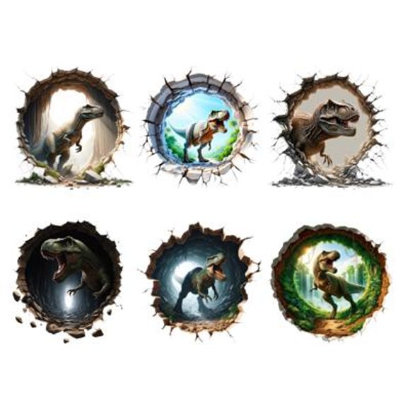 Bügelbild Bügelmotiv Dinosaurier T-Rex Loch Junge Mädchen Verschiedene Größen von HeupelStore