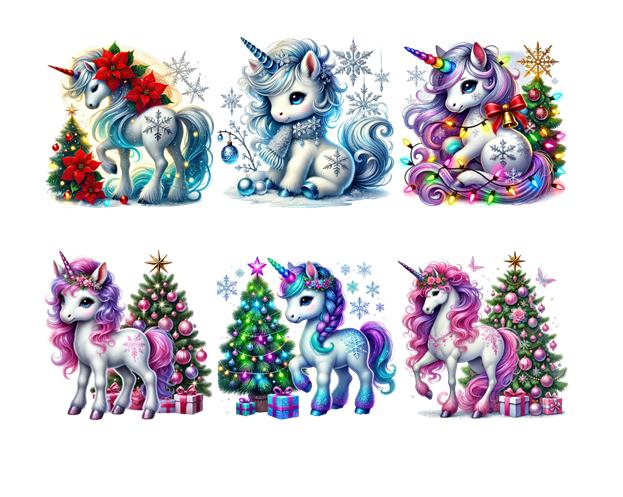 Bügelbild Bügelmotiv Einhorn Weihnachten Winter Mädchen Baby Verschiedene Größen von HeupelStore