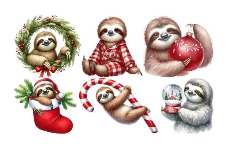 Bügelbild Bügelmotiv Faultier Winter Weihnachten Junge Mädchen Verschiedene Größen von HeupelStore