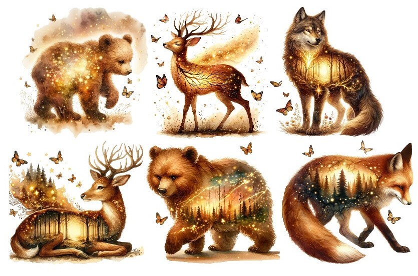 Bügelbild Bügelmotiv Fuchs Wolf Bär Reh Waldtier Junge Mädchen Verschiedene Größen von HeupelStore