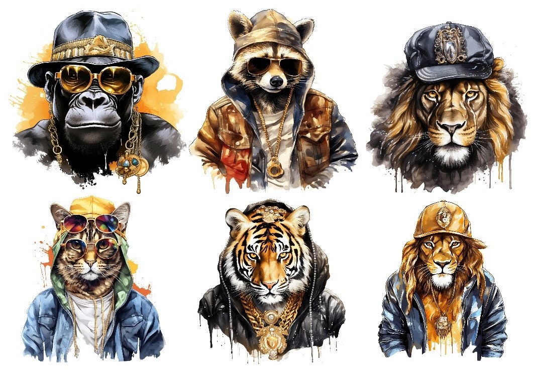Bügelbild Bügelmotiv Gangster Rapper Hip Hop Löwe Tiger Affe Junge Mädchen Verschiedene Größen Bügelbild Bügelmotiv Gangster Rapper Hip Hop Löwe Tiger Affe Junge Mädchen Verschiedene Größen von HeupelStore