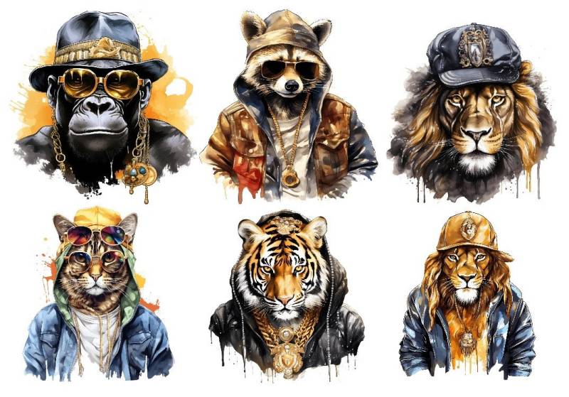 Bügelbild Bügelmotiv Gangster Rapper Hip Hop Löwe Tiger Affe Junge Mädchen Verschiedene Größen Bügelbild Bügelmotiv Gangster Rapper Hip Hop Löwe Tiger Affe Junge Mädchen Verschiedene Größen von HeupelStore