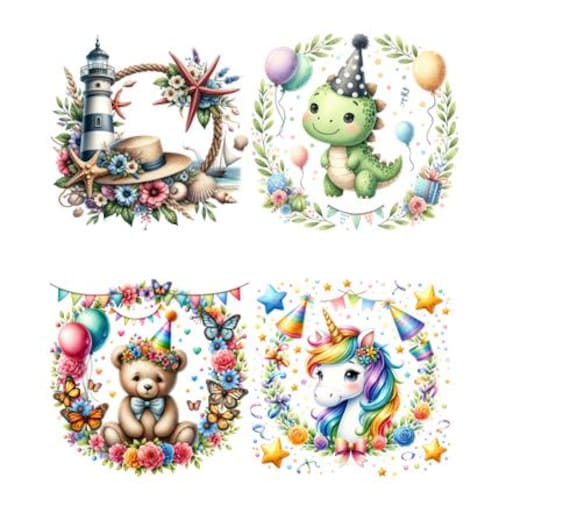 Bügelbild Bügelmotiv Geburtstag Dino Einhorn Sonne Leuchtturm Bär Junge Mädchen Verschiedene Größen von HeupelStore