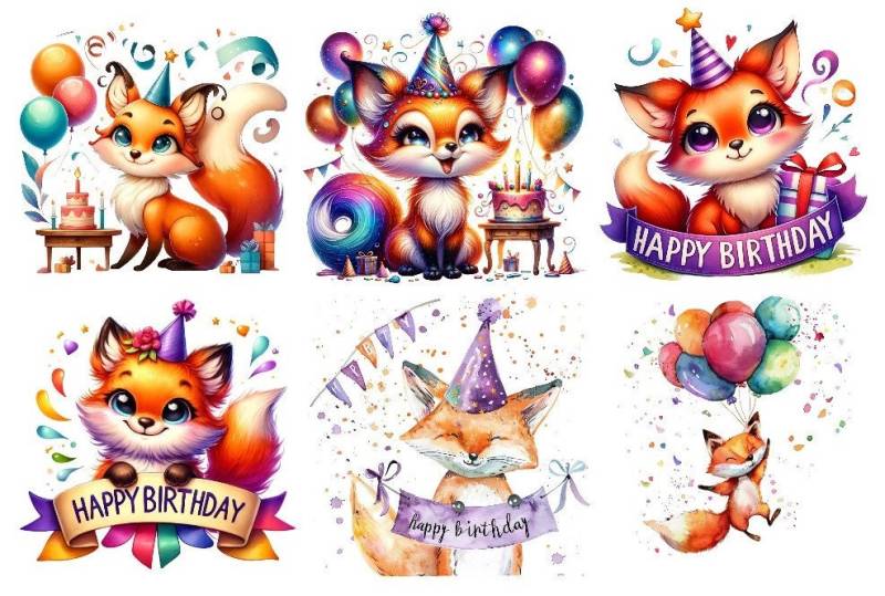 Bügelbild Bügelmotiv Geburtstag Fuchs Happy Birthday Junge Mädchen Verschiedene Größen von HeupelStore
