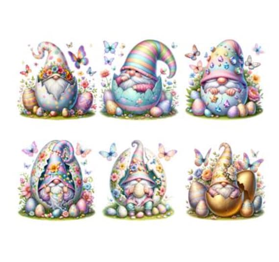 Bügelbild Bügelmotiv Gnom Wichtel Zwerg Ostern Frühling Ei Junge Mädchen Verschiedene Größen von HeupelStore