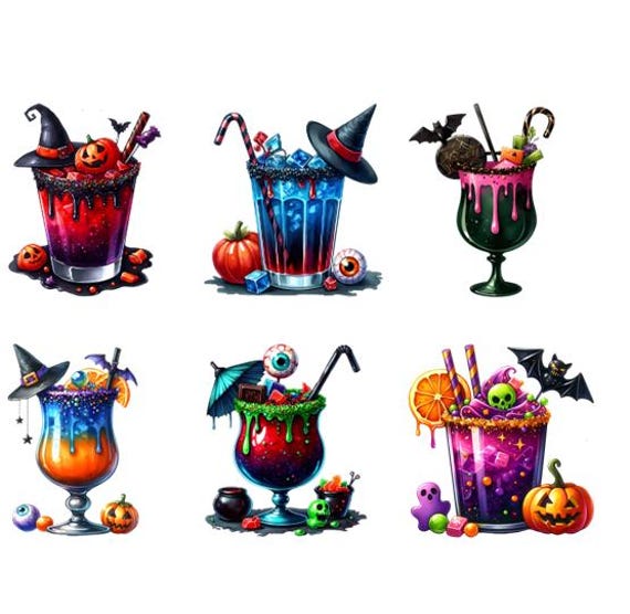 Bügelbild Bügelmotiv Halloween Cocktail Getränk Kürbis Süßigkeiten Junge Mädchen Verschiedene Größen von HeupelStore