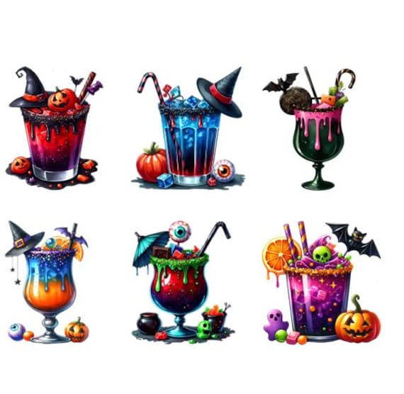 Bügelbild Bügelmotiv Halloween Cocktail Getränk Kürbis Süßigkeiten Junge Mädchen Verschiedene Größen von HeupelStore
