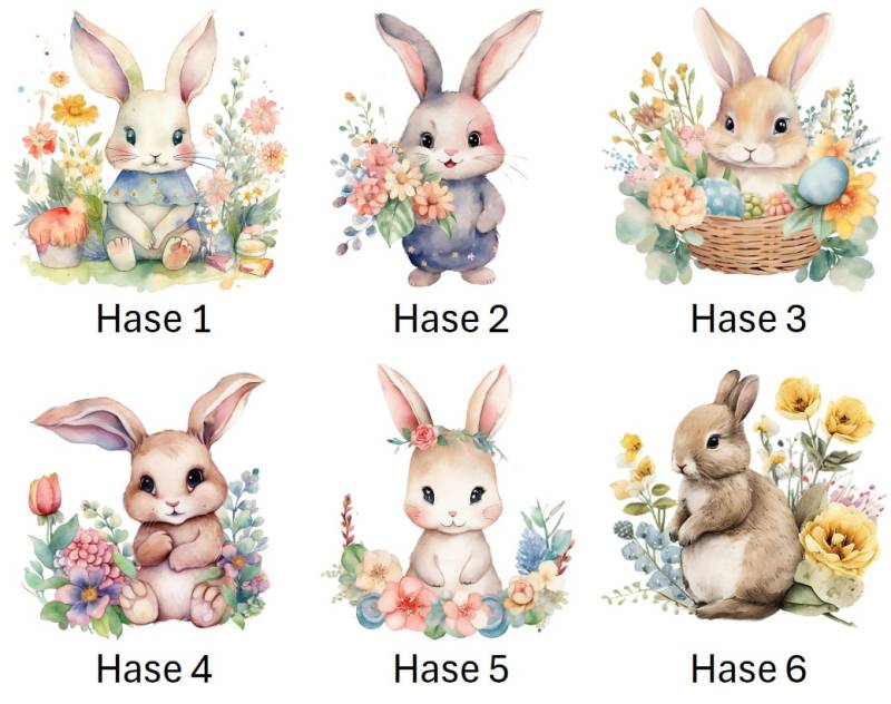 Bügelbild Bügelmotiv Hase Bunny Ostern Osterhase Junge Mädchen Verschiedene Größen von HeupelStore