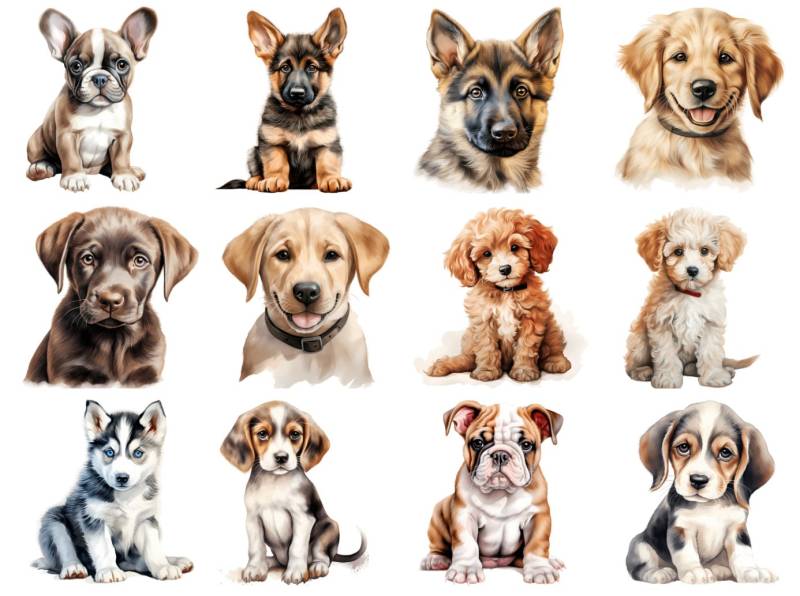 Bügelbild Bügelmotiv Hund Welpe Hundebaby Labrador Schäferhund Junge Mädchen Verschiedene Größen von HeupelStore