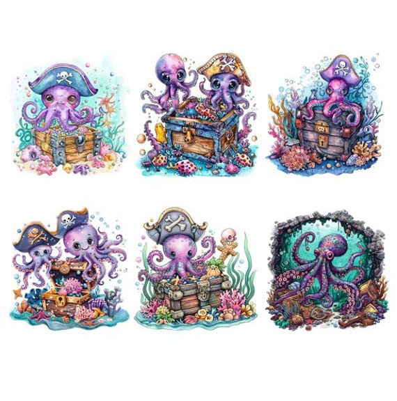 Bügelbild Bügelmotiv Krake Mit Schatz Oktopus Pirat Junge Mädchen Verschiedene Größen Bügelbild Bügelmotiv Krake Mit Schatz Oktopus Pirat Junge Mädchen Verschiedene Größen von HeupelStore