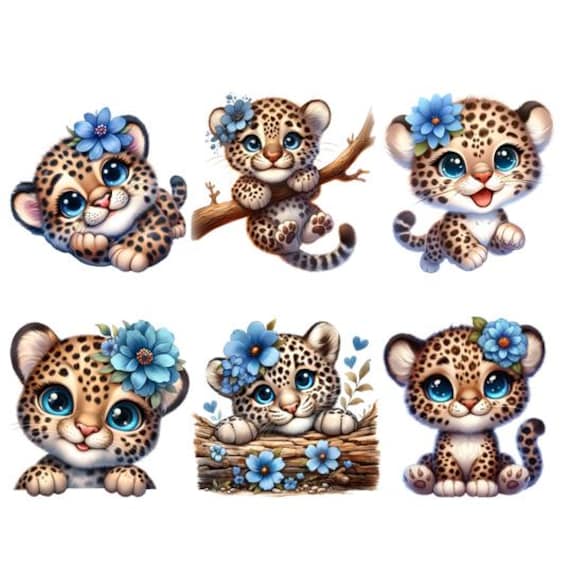 Bügelbild Bügelmotiv Leopard Gepard Jaguar Blume Junge Mädchen Verschiedene Größen Bügelbild Bügelmotiv Leopard Gepard Jaguar Blume Junge Mädchen Verschiedene Größen von HeupelStore