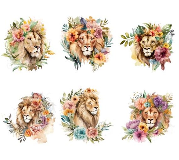 Bügelbild Bügelmotiv Löwe Blumen Junge Mädchen Verschiedene Größen von HeupelStore