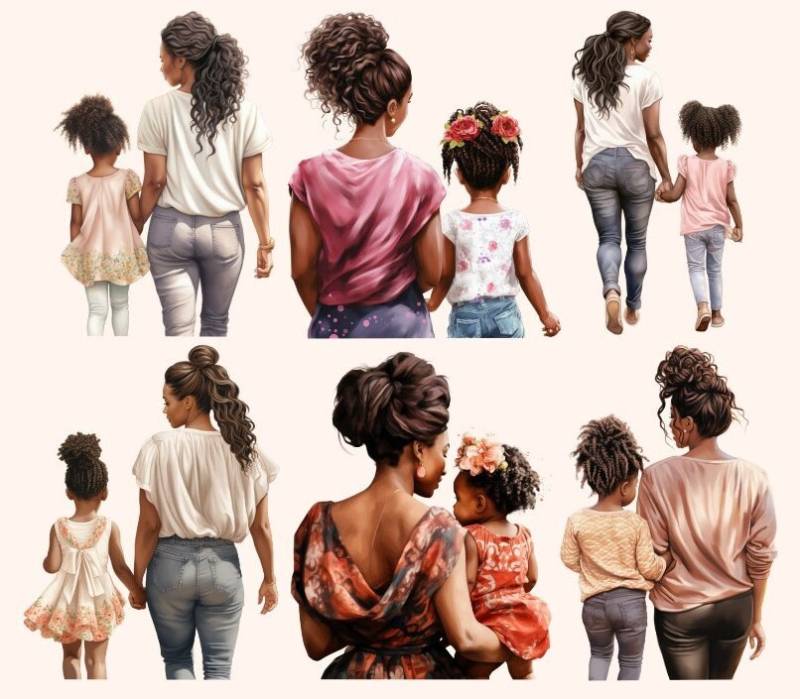 Bügelbild Bügelmotiv Mama Mutter Tochter Kind Mädchen Verschiedene Größen von HeupelStore