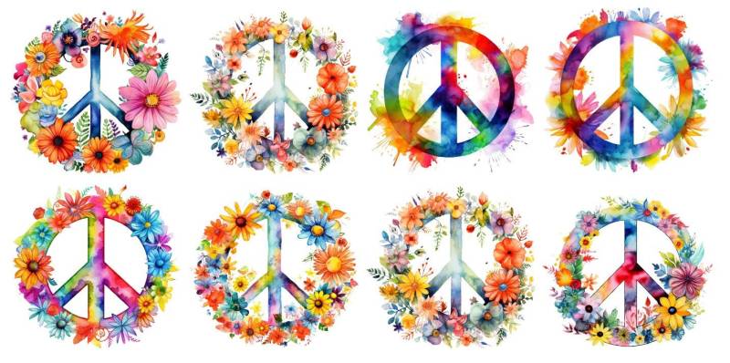 Bügelbild Bügelmotiv Peace Friedenszeichen Bunt Blumen Verschiedene Größen Bügelbild Bügelmotiv Peace Friedenszeichen Bunt Blumen Verschiedene Größen von HeupelStore