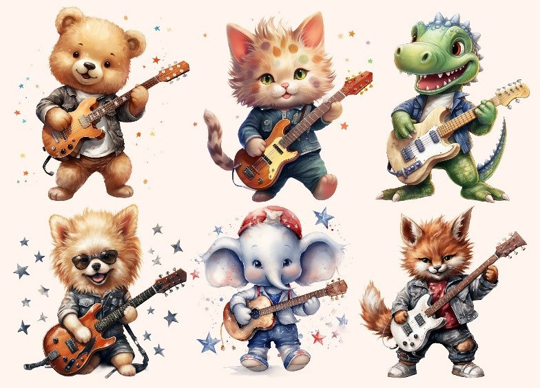 Bügelbild Bügelmotiv Rocker Rock Gitarre Musik Tier Junge Mädchen Verschiedene Größen Bügelbild Bügelmotiv Rocker Rock Gitarre Musik Tier Junge Mädchen Verschiedene Größen von HeupelStore