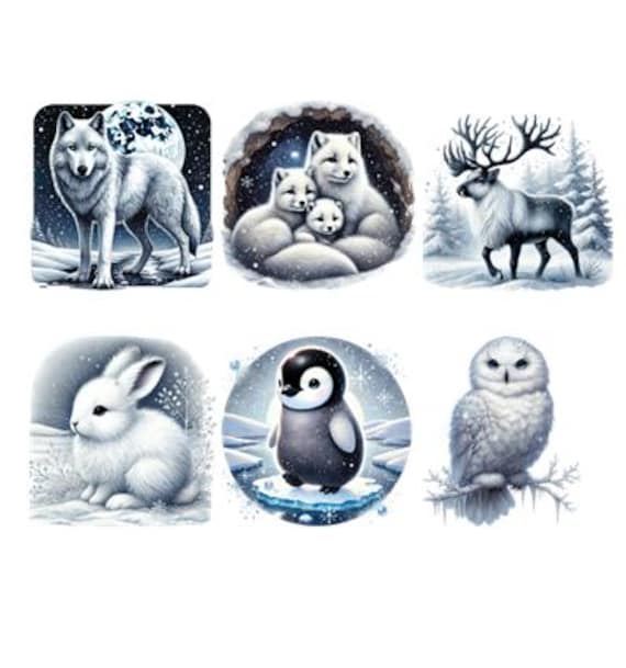 Bügelbild Bügelmotiv Schneetier Schnee Winter Eule Wolf Junge Mädchen Verschiedene Größen von HeupelStore