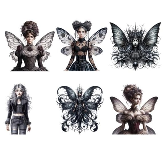 Bügelbild Bügelmotiv Schwarze Dunkle Fee Elfe Gothic Wolf Verschiedene Größen von HeupelStore