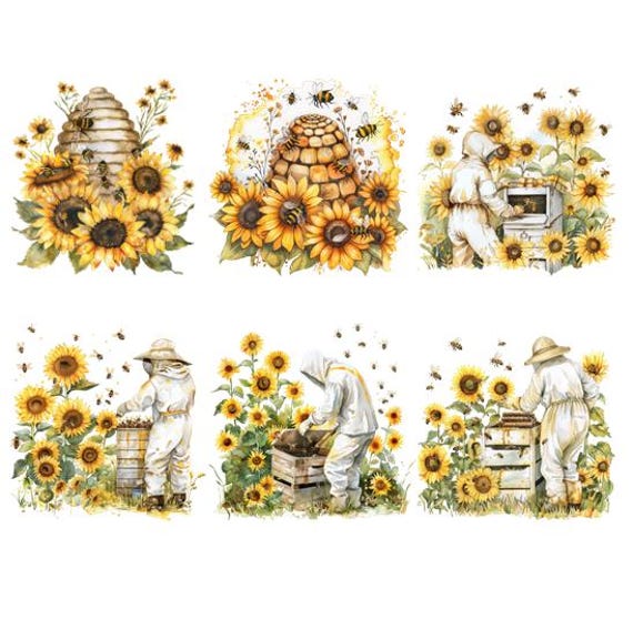 Bügelbild Bügelmotiv Sonnenblume Imker Biene Honig Mädchen Junge Verschiedene Größen von HeupelStore